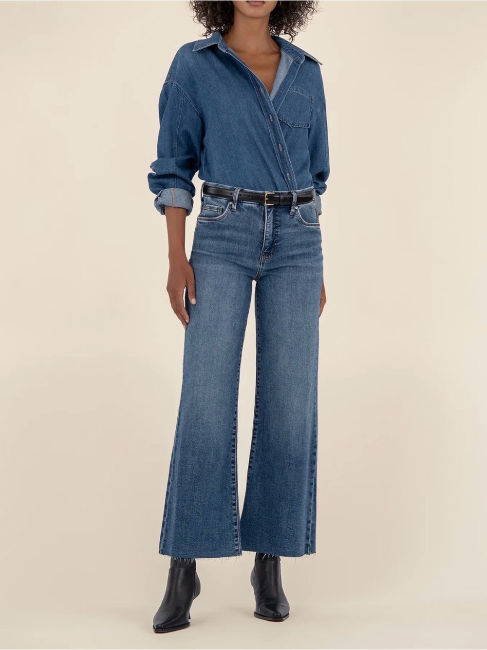 Kut from the Kloth Wide-Leg Jeans in Medium Blue Wash